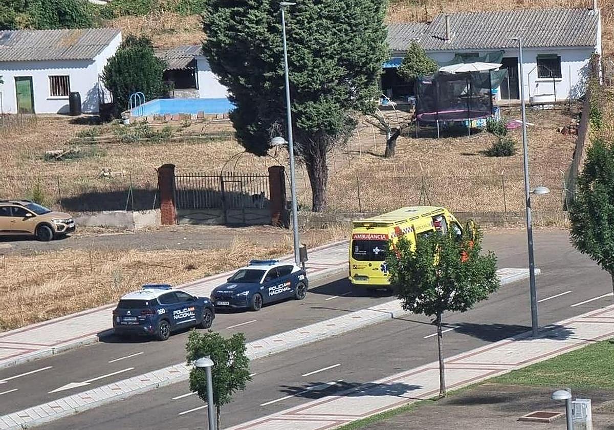 La Policía Nacional y una ambulancia en el lugar donde ha aparecido el cadáver.