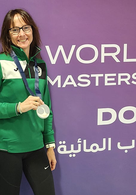 Marta Álvarez, con la medalla de plata obtenida en Doha