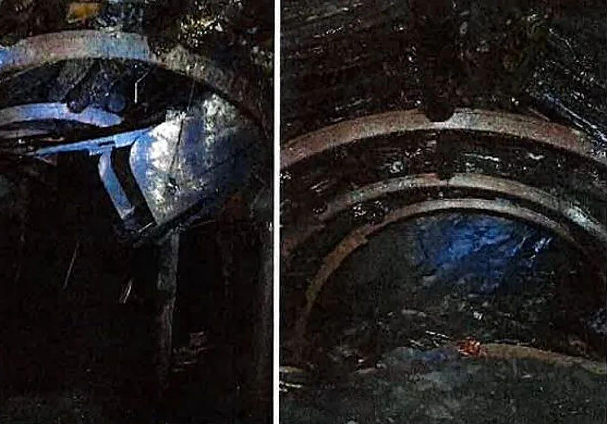 Galería clandestina del piso sexto descubierta por la Brigada de Salvamento Minero.