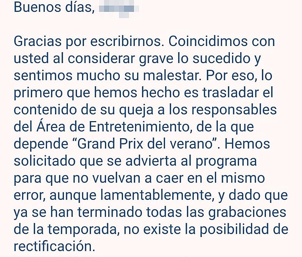 Imagen principal - La carta de respuesta de la Defensora de la Audiencia de Tve.