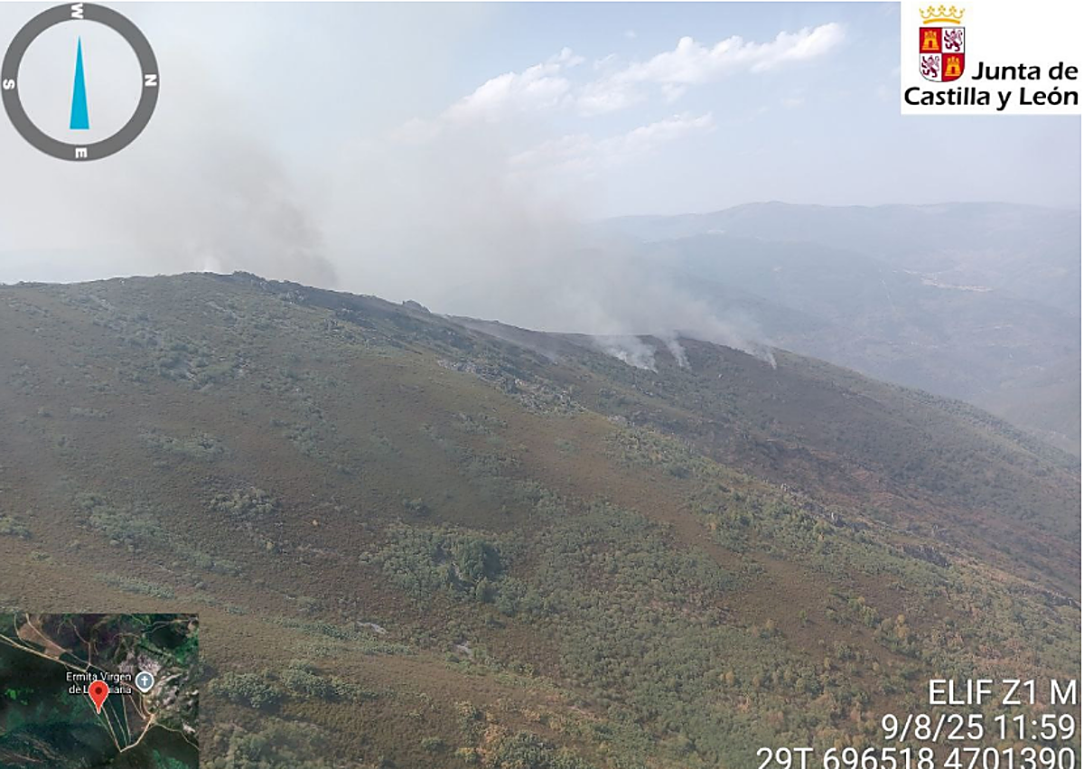 Imagen secundaria 1 - Más imágenes del incendio en Llamas de Cabrera.
