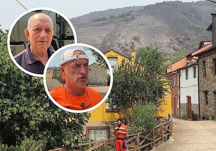 Vista desde la localidad de Yeres. En los círculos, Felipe Blanco y Julio Arias.