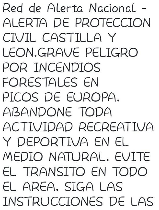 Imagen de uno de los avisos recibidos.