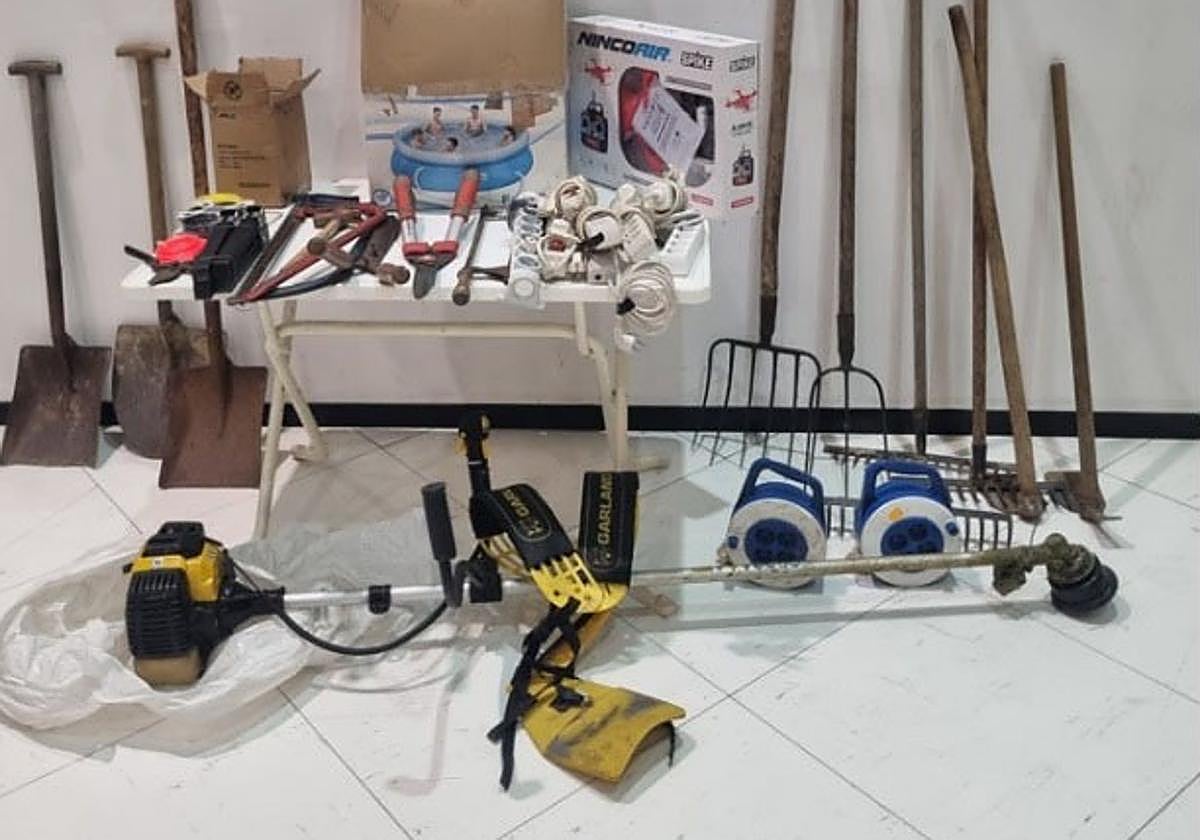 Imagen de las herramientas recuperadas por la Policía Nacional.