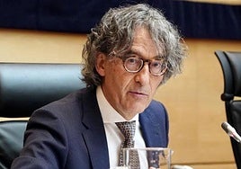 Santiago Mena, Fiscal superior de Castilla y León, durante la presentación de la memoria del Ministerio Público en las Cortes, en 2022.