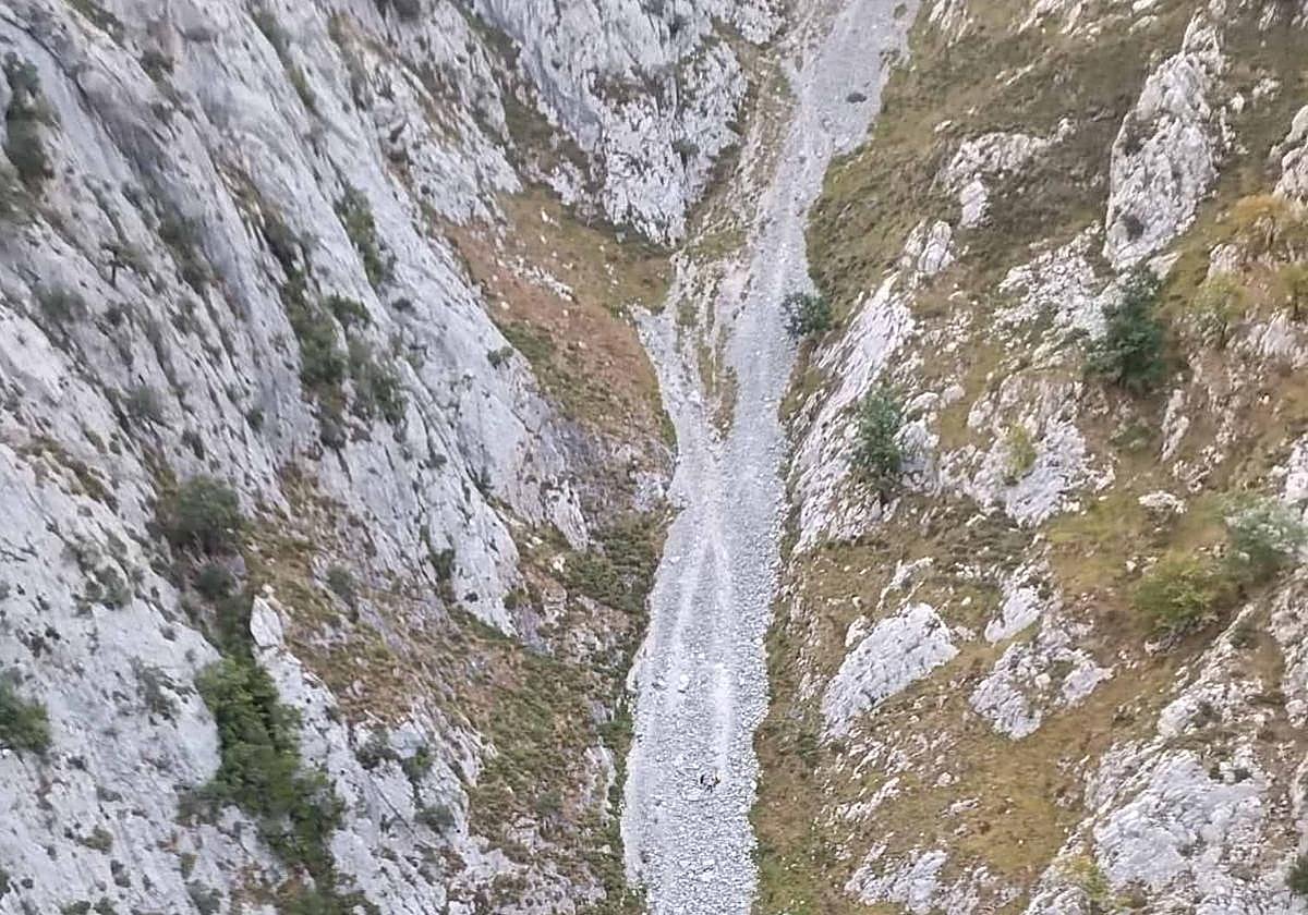 La zona en la que se encontraban los hombres rescatados.