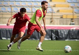 Calero, en un entrenamiento con la Cultural.
