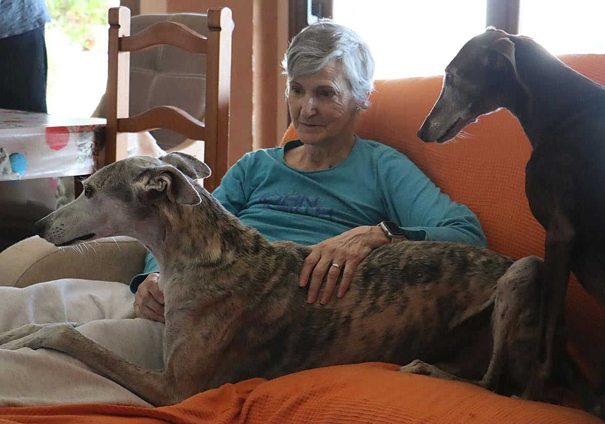 Imagen principal - Carmen y Camino junto a los perros.