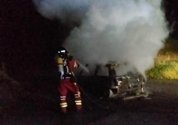 El fuego calcina un coche que comenzó a arder en la N-630 de Villamanín