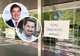 La oficina central de Correos en León cerrada el pasado 28 de abril durante el apagón; y el decano del Colegio de Ingenieros Industriales de León -arriba-; y el profesor de la ULE Miguel de Simón Martín -abajo-.