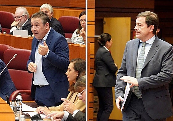 Santos y Fernández Mañueco en el pleno de este martes.