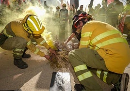 Concentración de los bomberos forestales.