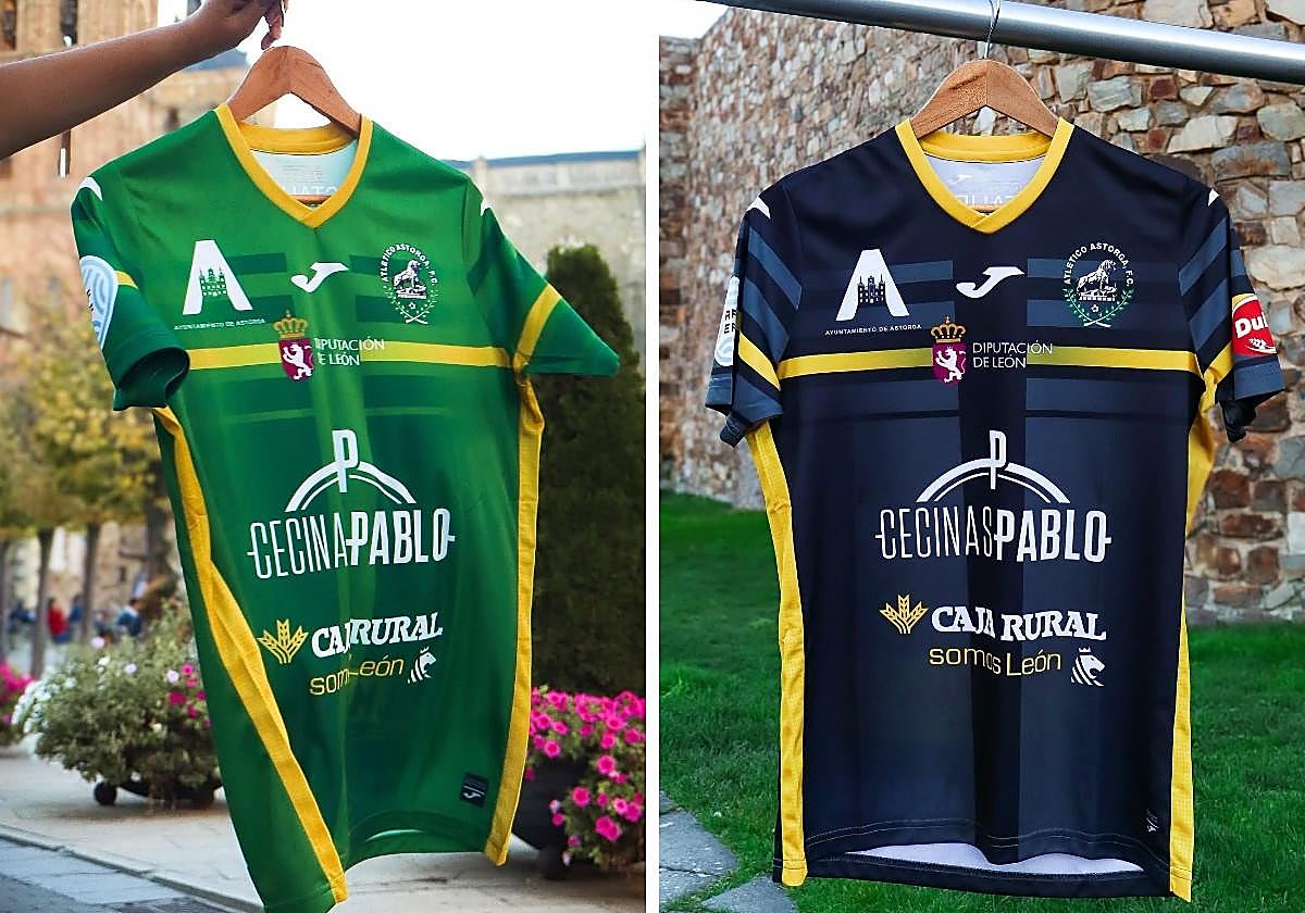 Detalle de la primera equipación para jugadores de campo y porteros que el Atlético Astorga estrena ante el Langreo.