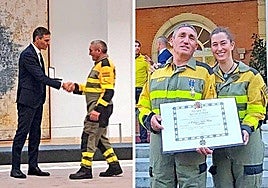 Pedro Sánchez entrega la Cruz al Mérito al bombero leonés.