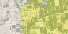 Quintana del Marco estaría anegado -transparencia amarilla- casi por completo si se produjera una inundación de carácter excepcional.