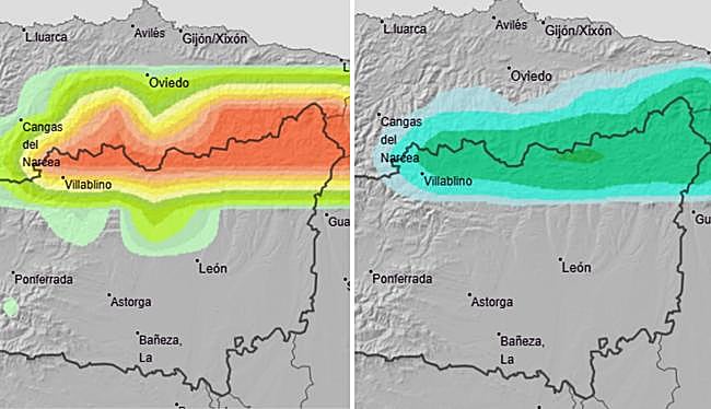 Probabilidad de nieve y precipitación acumulada en León para el miércoles 19 de noviembre.