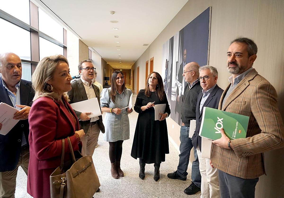 Los portavoces de los grupos en las Cortes este martes.