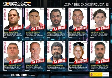 Piden colaboración ciudadana para localizar a los diez fugitivos más buscados de España