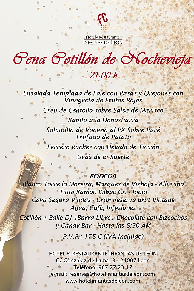 Cena de Cotillón de Nochevieja del Hotel Infantas de León