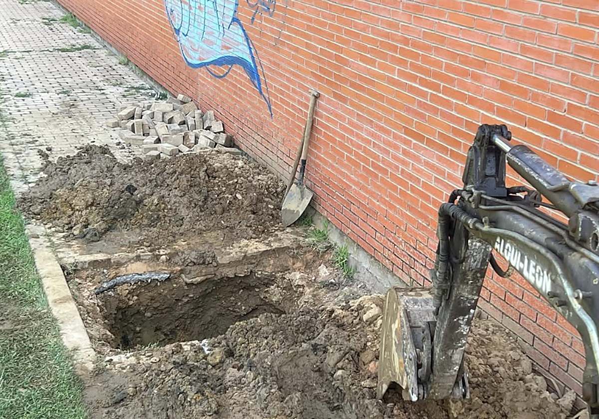 Punto de la avería en la piscina.