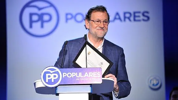 Mariano Rajoy, durante su intervención en la clausura de acto de Nuevas Generaciones celebrado hoy en Toledo. 