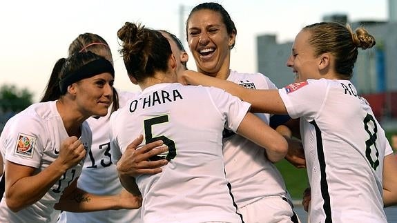 Las estadounidenses celebran un gol en la final del Mundial de 2015. 