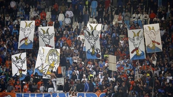 Aficionados del Olympique de Marsella, durante un partido. 