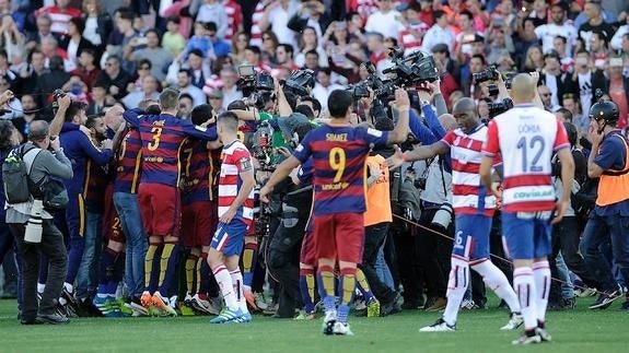 Celebración del Barcelona en Granada. 