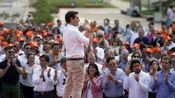 El candidato de Ciudadanos a la Presidencia del Gobierno, Albert Rivera, en Valencia.