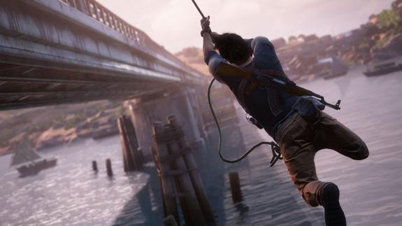 Nathan Drake, en uno de los momentos más emocionantes de 'Uncharted 4'.