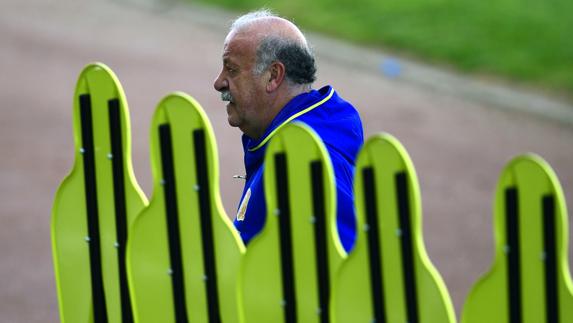 Del Bosque, durante un entrenamiento. 