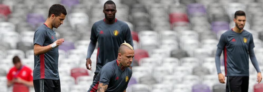 Jugadores de Bélgica, durante un entrenamiento. 