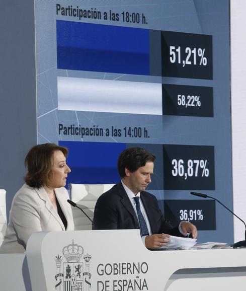 Carmen Martín y Luis Aguilera, durante la presentación de los datos de participación.