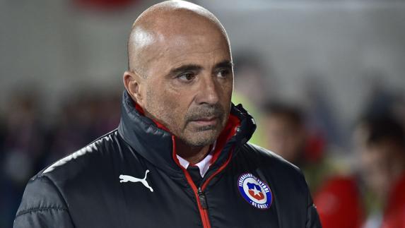 Sampaoli, durante un partido de Chile. 