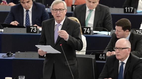 El presidente de la CE, Jean-Claude Juncker, en el pleno del Parlamento Europeo.
