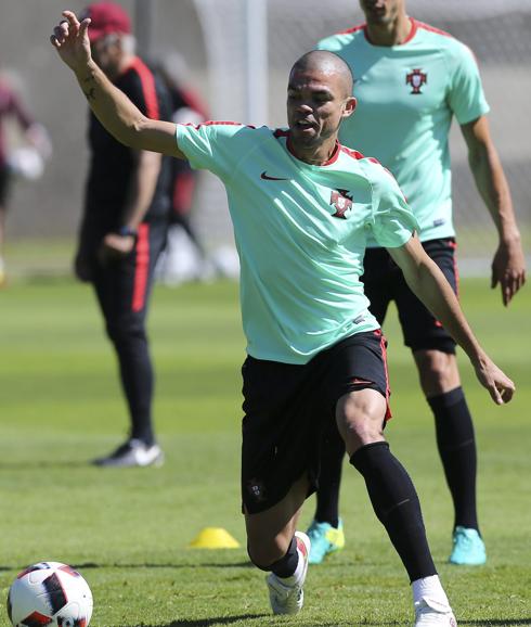 Pepe, durante un entrenamiento. 