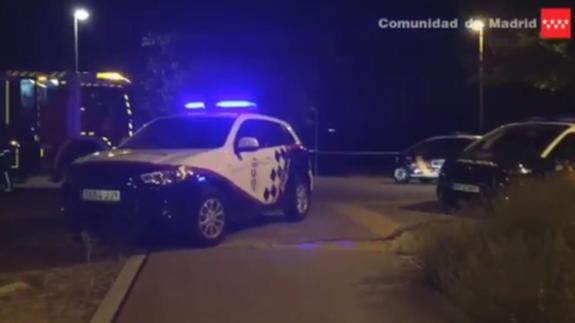 Policía y bomberos, junto al lago.