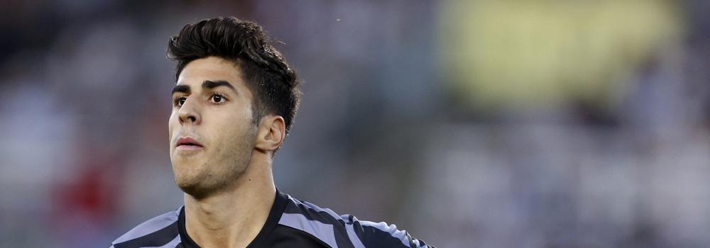 Marco Asensio celebra su gol ante la Real Sociedad. 