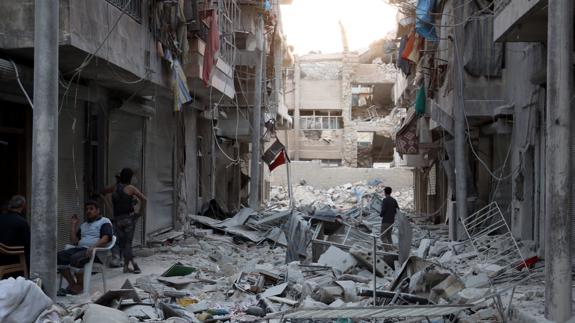 Edificios en ruinas en Alepo tras un bombardeo