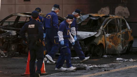 El coche que ha explotado en Japón.