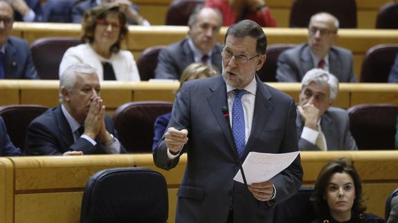 Mariano Rajoy, durante la sesión de control al Gobierno en el Senado.