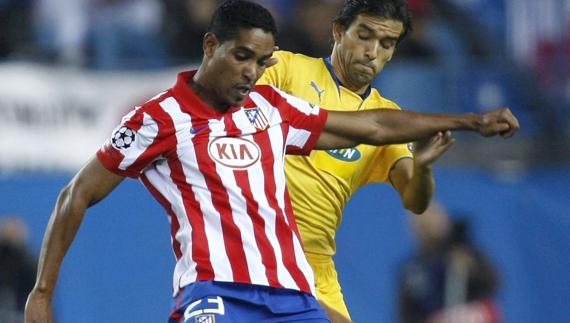 Cléber Santana, en un partido con el Atlético. 