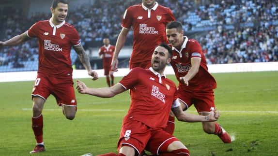 Iborra celebra un gol. 