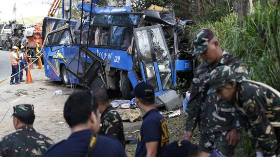 El autobús después del accidente.