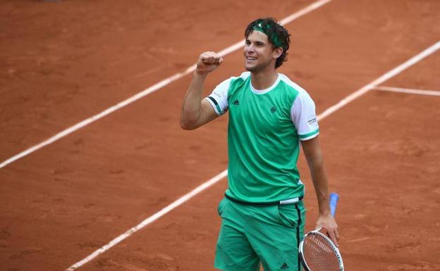 Dominic Thiem celebra el triunfo sobre Djokovic.