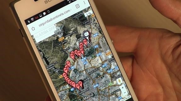 VIsta de la APP que ofrece el seguimiento del sistema de localización. 