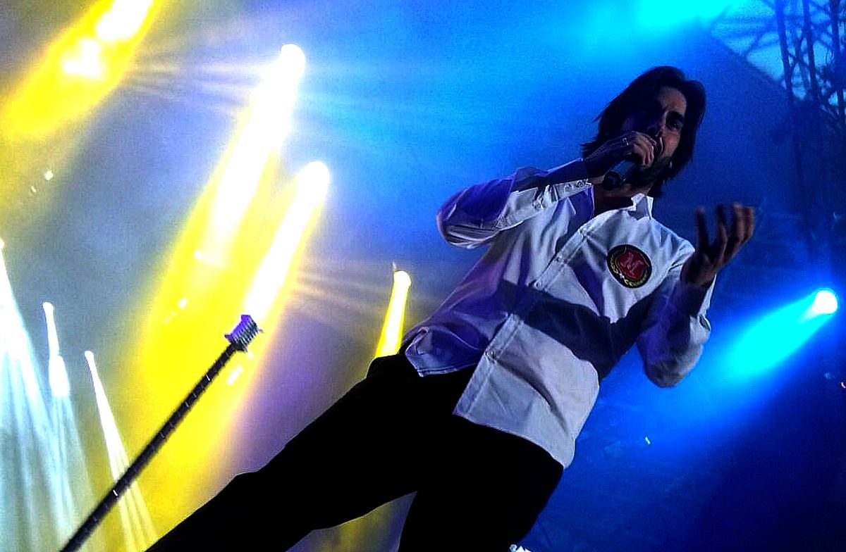 Melendi, este domingo, durante su concierto en León.