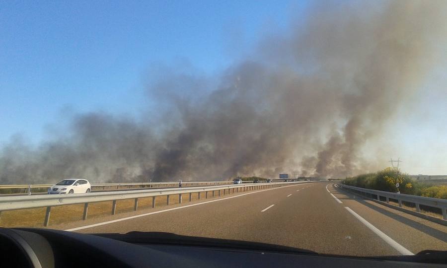 Imagen del incendio desde la A-66.