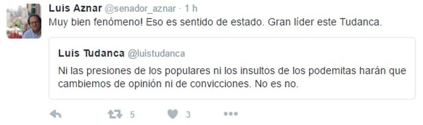 Mención de Luis Aznar a cuenta del tuit de Luis Tudanca.