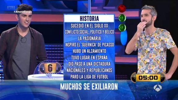 Nacho y Álex, los dos concursantes que tenían que acertar la pregunta.